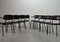 Sedie da pranzo in similpelle nera con struttura in acciaio di Ahrend De Cirkel, Paesi Bassi, anni '60, set di 8, Immagine 2