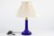 Danish Blue Glass 343 Table Lamp by Holmegaard for Le Klint, 1970s 1