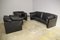 Moroso Sofa & Sessel aus schwarzem Leder, 1984, 3er Set 5