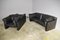 Moroso Sofa & Armchairs in Black Leather, 1984, Set of 3 6