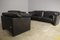 Moroso Sofa & Armchairs in Black Leather, 1984, Set of 3 2