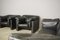 Moroso Sofa & Armchairs in Black Leather, 1984, Set of 3 25
