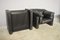 Moroso Sofa & Armchairs in Black Leather, 1984, Set of 3 8