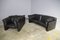 Moroso Sofa & Armchairs in Black Leather, 1984, Set of 3 9