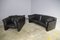 Moroso Sofa & Sessel aus schwarzem Leder, 1984, 3er Set 9