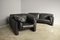 Moroso Sofa & Armchairs in Black Leather, 1984, Set of 3 24