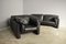 Moroso Sofa & Sessel aus schwarzem Leder, 1984, 3er Set 24