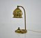 Lampada da tavolo vintage in stile secessione viennese in ottone e vetro, anni '30, Immagine 2