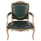 Louis XV Green Leather Armchair, France, 1900s 1