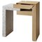 Yume Bedside Table in Oak and Travertine Stone from Joyful Homes 1