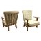 Mid-Century Wooden Armchairs attributed to Guillerme & Chambron, France, 1960s, Set of 2, Image 1