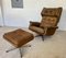 Vintage Leather Lounge Chair & Footstool from Sigurd Resell, 1970s, Set of 2 1