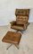 Vintage Leather Lounge Chair & Footstool from Sigurd Resell, 1970s, Set of 2 3