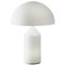 Petite Lampe de Bureau Atoll en Verre Blanc par Vico Magistretti pour Oluce 1
