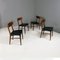 Mid-Century Italian Black Faux Leather and Wood Chairs, 1960s, Set of 4, Image 4