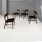 Italienische Mid-Century Stühle aus schwarzem Kunstleder & Holz, 1960er, 4er Set 3