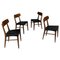 Mid-Century Italian Black Faux Leather and Wood Chairs, 1960s, Set of 4 1