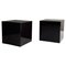 Dark Brown Lacquered Wood Cube-Shaped Bedside Tables, 1990s, Set of 2, Image 1