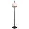 Italian Postmodern Black Metal Stem & White Metal Lampshade Floor Lamp, 1980s, Image 1