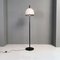 Italian Postmodern Black Metal Stem & White Metal Lampshade Floor Lamp, 1980s 2