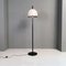 Italian Postmodern Black Metal Stem & White Metal Lampshade Floor Lamp, 1980s, Image 2