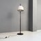 Italian Postmodern Black Metal Stem & White Metal Lampshade Floor Lamp, 1980s, Image 3