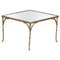 Mid-Century French Gilt Bronze & Faux Bamboo Mirror-Top Side Table, 1950 1