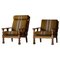 Oak High & Low Back Easy Chairs by Henning Kjærnulf, 1950s, Set of 2, Image 1