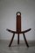 Brutalistischer französischer Dreibein Stuhl aus Holz von Charlotte Perriand, 1960er 5