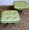 Italian Aluminum Structure Poufs with Velvet Cushions, 1960, Set of 2 2