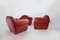 Art Deco Red Upholstery Armchairs, 1930, Set of 3 2