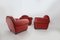 Fauteuils Art Déco Rouges, 1930, Set de 3 2