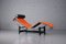 LC4 Chaiselongue aus orangefarbenem Leder von Le Corbusier & Pierre Jeanneret für Cassina 1