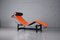 Chaise longue LC4 in pelle arancione di Le Corbusier & Pierre Jeanneret per Cassina, Immagine 4