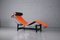 Chaise longue LC4 in pelle arancione di Le Corbusier & Pierre Jeanneret per Cassina, Immagine 2