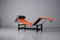 Chaise longue LC4 de cuero naranja de Le Corbusier & Pierre Jeanneret para Cassina, Imagen 3