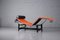 Chaise Longue LC4 en Cuir Orange par Le Corbusier & Pierre Jeanneret pour Cassina 3