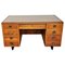 Mid-Century Modern Italian Walnut, Brass & Glass Writing Desk, 1950s 1