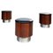 Mid-Century Modern Italian Black Leather Stools, 1980s, Set of 3, Image 1