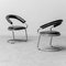 Vintage Leather & Metal Chairs attributed to Giotto Stoppino, 1970s, Set of 2, Image 1