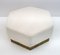 Hexagonal Pouf in Soft White Boucle on Wooden Base, Italy, 1989 3