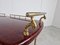 Italian Red Lacquered Goatskin Parchment Serving Bar Cart attributed to Aldo Tura, 1960s 5