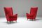 Mid-Century Modern Italian Red Wingback Chairs attributed to Gio Ponti, 1950s, Set of 2 2