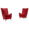Mid-Century Modern Italian Red Wingback Chairs attributed to Gio Ponti, 1950s, Set of 2 1