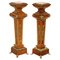 Antique Mounted Gilt Bronze, Burr & Walnut Pedestal Stands with Marble Tops, Set of 2 1