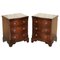 Serpentine Mahogany Side Tables with Drawers, Set of 2 1