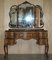 Antique Burr Walnut Dressing Table with Trifolding Mirrors, 1900s, Image 17