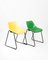 French Green and Yellow Stackable Iron Chairs in the style of René-Jean Caillete, 1950, Set of 4 1