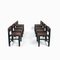Vintage Brutalist Chairs in Hideleather and Wood, Set of 2, Image 2