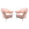Mid-Century Modern Armchairs in Pink Trimed Faux Fur, Italy, 1950s, Set of 2 1